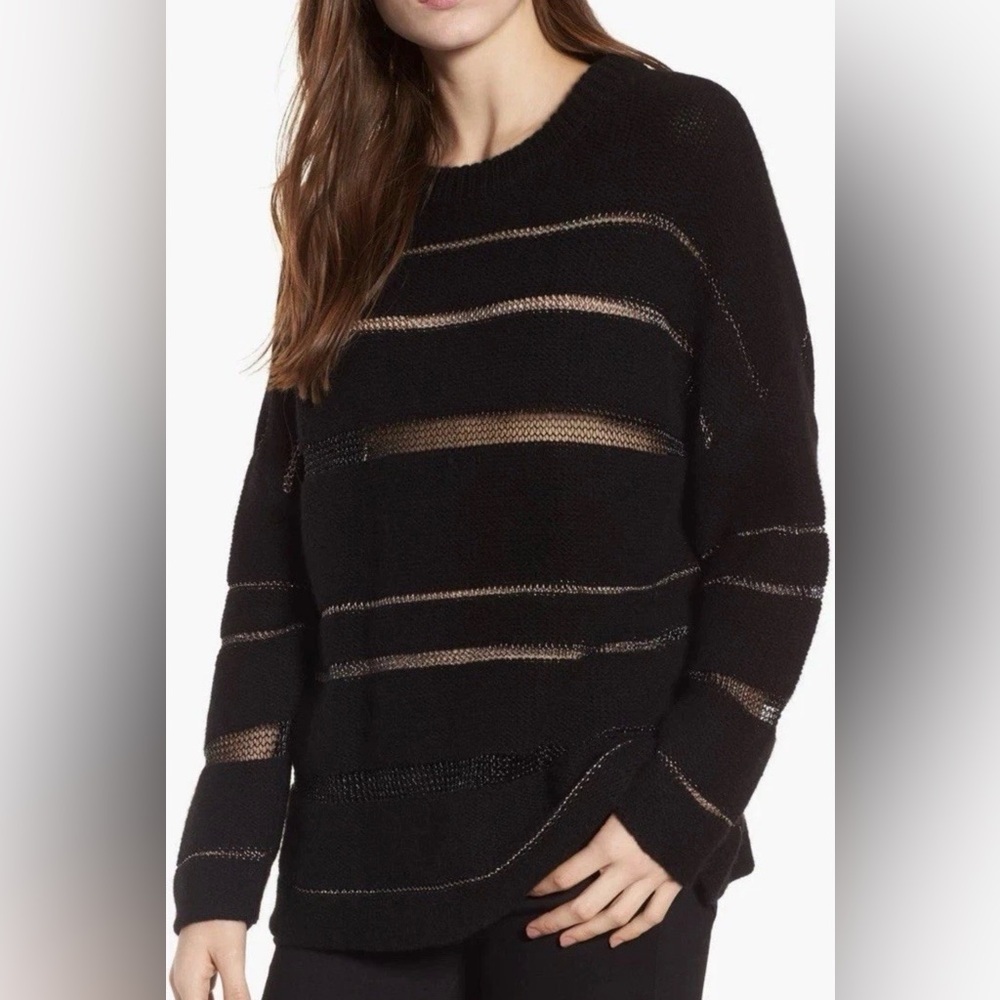 Rails Daphne Cashmere Wool Blend Black Sweater Women Medium Crewneck